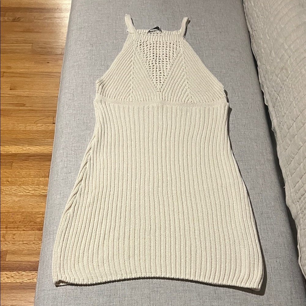 Cream Knit Halter Dress